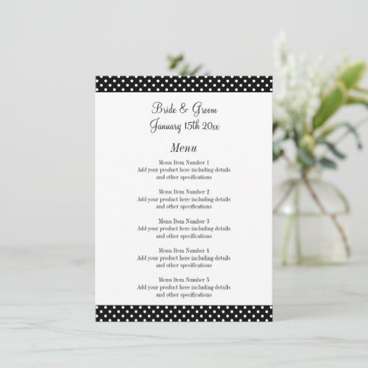 素晴らしい白黒水玉模様結婚のメニュー メニュー (スタンド正面)