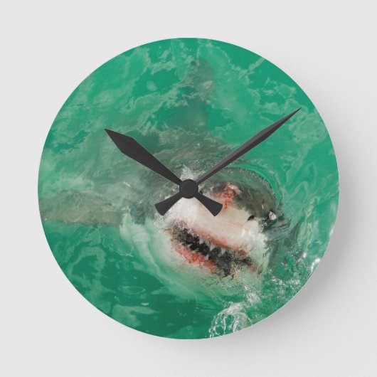 素晴らしい白Shark1 ラウンド壁時計 (正面)
