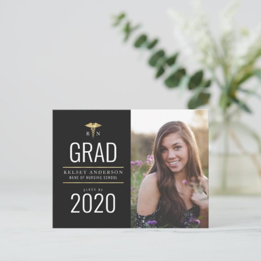 素晴らしい看護学校卒業発表 ポストカード (スタンド正面)