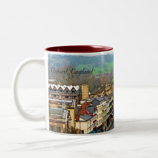 素晴らしい眺め、オックスフォード、イギリスの本町通り#1 ツートーンマグカップ (左)