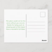 素晴らしい社員への誕生日おめでとう ストライプのキャンドル ポストカード (裏面)