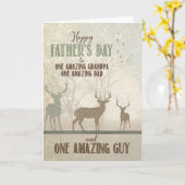 素晴らしい祖父の日の森の鹿のために カード (黄色い花)