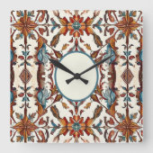 素晴らしい秋とブルー スクエア壁時計 (正面)