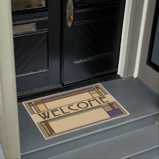 素晴らしい秋アーツ&クラフツ幾何学模様 ドアマット