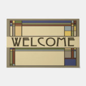 素晴らしい秋アーツ&クラフツ幾何学模様 ドアマット (正面)