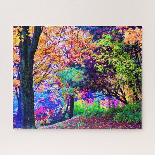 素晴らしい紅葉の色　秋の葉　木々　景色 ジグソーパズル (横)