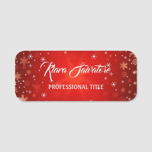 素晴らしい素晴らしいクリスマスレッドスノーフレーク 名札 (正面)