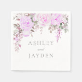 素晴らしい紫のフローラ結婚ズ スタンダードカクテルナプキン (正面)