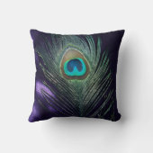 素晴らしい紫色の孔雀の羽の静物画 クッション (裏面)