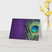 素晴らしい紫色の孔雀 カード (黄色い花)