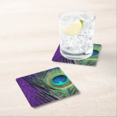 素晴らしい紫色の孔雀 スクエアペーパーコースター (インサイチュ)