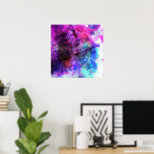 素晴らしい紫色の水彩抽象芸術 ポスター (ホームオフィス)