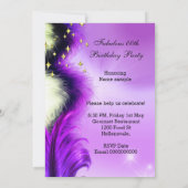 素晴らしい紫色の羽の金ゴールド誕生日パーティー 招待状 (裏面)