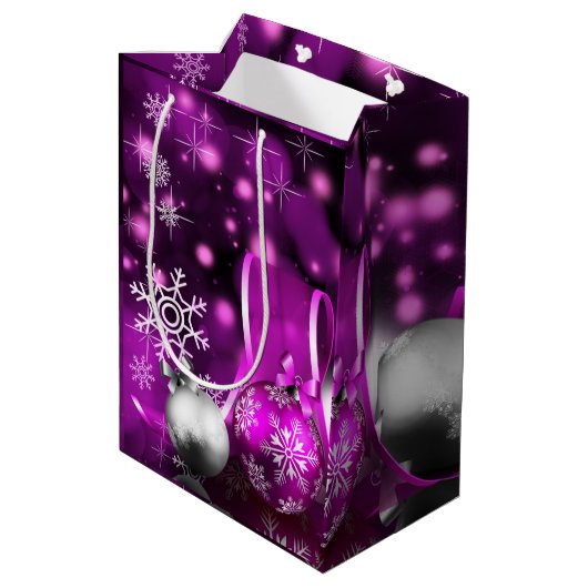 素晴らしい紫色の調子のクリスマス媒体のギフトバッグ ミディアムペーパーバッグ (裏面アングル)