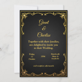 素晴らしい結婚式招待状, 金と黒 招待状