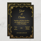 素晴らしい結婚式招待状, 金と黒 招待状 (正面/裏面)
