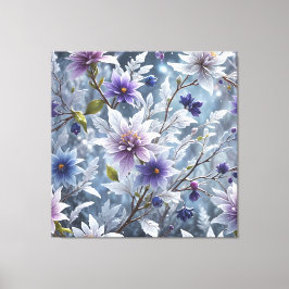 素晴らしい美しいの霜の降りた冬の開花ストレッチ キャンバスプリント