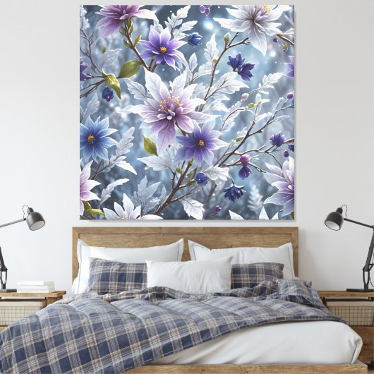 素晴らしい美しいの霜の降りた冬の開花ストレッチ キャンバスプリント (インサイチュ (寝室))