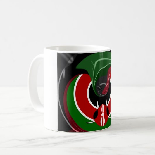素晴らしい美しい流体ケニア国旗のグラフィックデザイン コーヒーマグカップ (正面左)