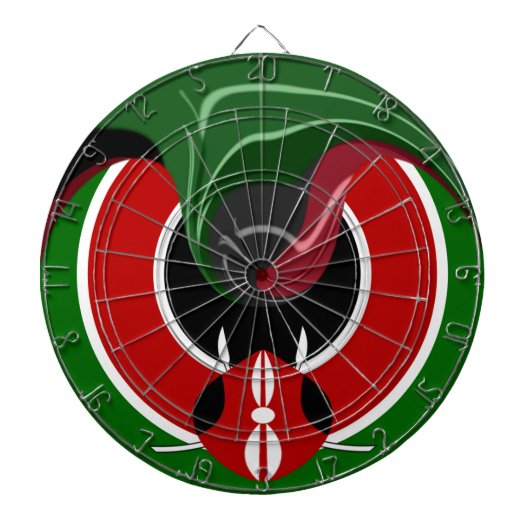 素晴らしい美しい流体ケニア国旗のグラフィックデザイン ダーツボード (正面)