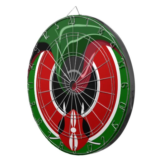 素晴らしい美しい流体ケニア国旗のグラフィックデザイン ダーツボード (正面右)