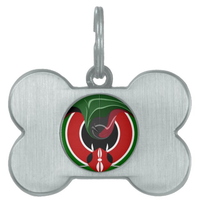 素晴らしい美しい流体ケニア国旗のグラフィックデザイン ペットネームタグ (正面)