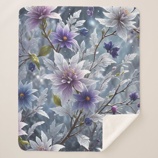 素晴らしい美しい霜の降りたの冬開花 シェルパブランケット (正面)