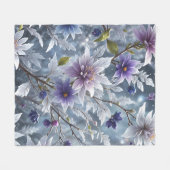 素晴らしい美しい霜の降りたの冬開花 フリースブランケット (正面(横))