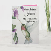 素晴らしい義理の妹ハッピーバースデーハミングバード カード (正面)