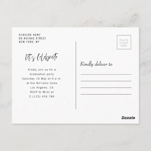 素晴らしい脚本モダン卒業発表 ポストカード (裏面)