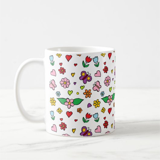 素晴らしい花のデザイン コーヒーマグカップ (左)