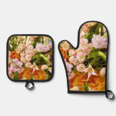 素晴らしい花模様 鍋つかみ&鍋敷きセット (正面)