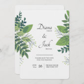 素晴らしい葉っぱが日付カードを救う 招待状 (正面/裏面)