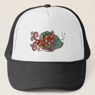 素晴らしい虹のお洒落な魚のアートなヒッピーのカッコいい キャップ