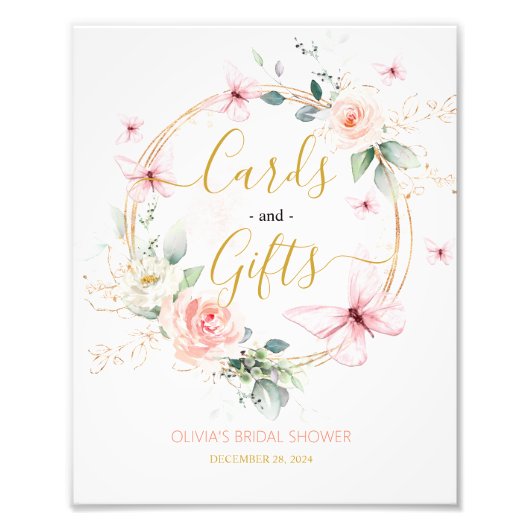 素晴らしい蝶のカードとギフトテーブルサイン フォトプリント            (正面)