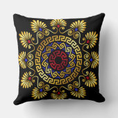 素晴らしい装飾アンティークギリシャ鍵金ゴールドブラック クッション (裏面)