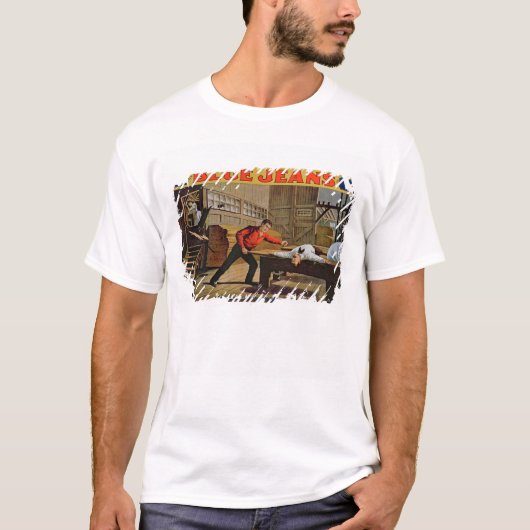 「素晴らしい製材所場面」、「ブルー・ジーンズのためのポスター Tシャツ (正面)