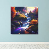 素晴らしい見事な滝の秋の風景6 キャンバスプリント (インサイチュ (ウッドフロア))