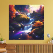 素晴らしい見事な滝の秋の風景6 キャンバスプリント (インサイチュ (リビング))