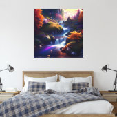 素晴らしい見事な滝の秋の風景6 キャンバスプリント (インサイチュ (寝室))