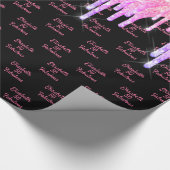 素晴らしい誕生日のバロックピンクのグリッタードリップスの名前 ラッピングペーパー (角)
