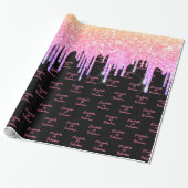 素晴らしい誕生日のバロックピンクのグリッタードリップスの名前 ラッピングペーパー (アンロールド)