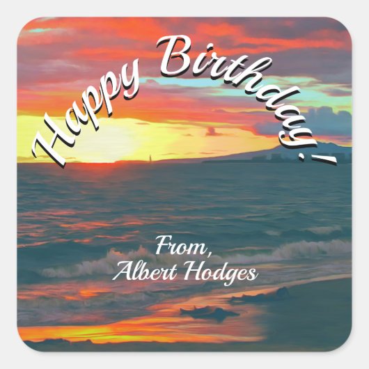 素晴らしい誕生日の日1490 スクエアシール (正面)