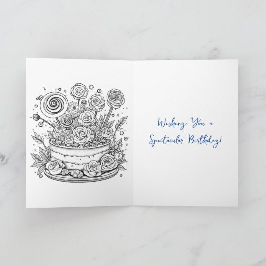 素晴らしい誕生日の虹色ケーキを願っています カード (内部)