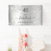 素晴らしい誕生日の銀のグリッターダスト名 横断幕 (インサイチュ)