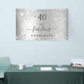 素晴らしい誕生日の銀のグリッターダスト名 横断幕 (トレードショー)