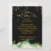 素晴らしい誕生日エメラルドグリーン金ゴールドクリームドレス 招待状 (裏面)