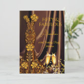 素晴らしい誕生日カラメル金ゴールドドレスシャンパン 招待状 (スタンド正面)