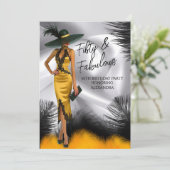 素晴らしい誕生日グラモールウーマンブラック金ゴールド羽 招待状 (スタンド正面)