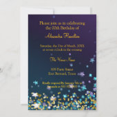 素晴らしい誕生日グリッターパープルティール（緑がかった色）シャンパン 招待状 (裏面)